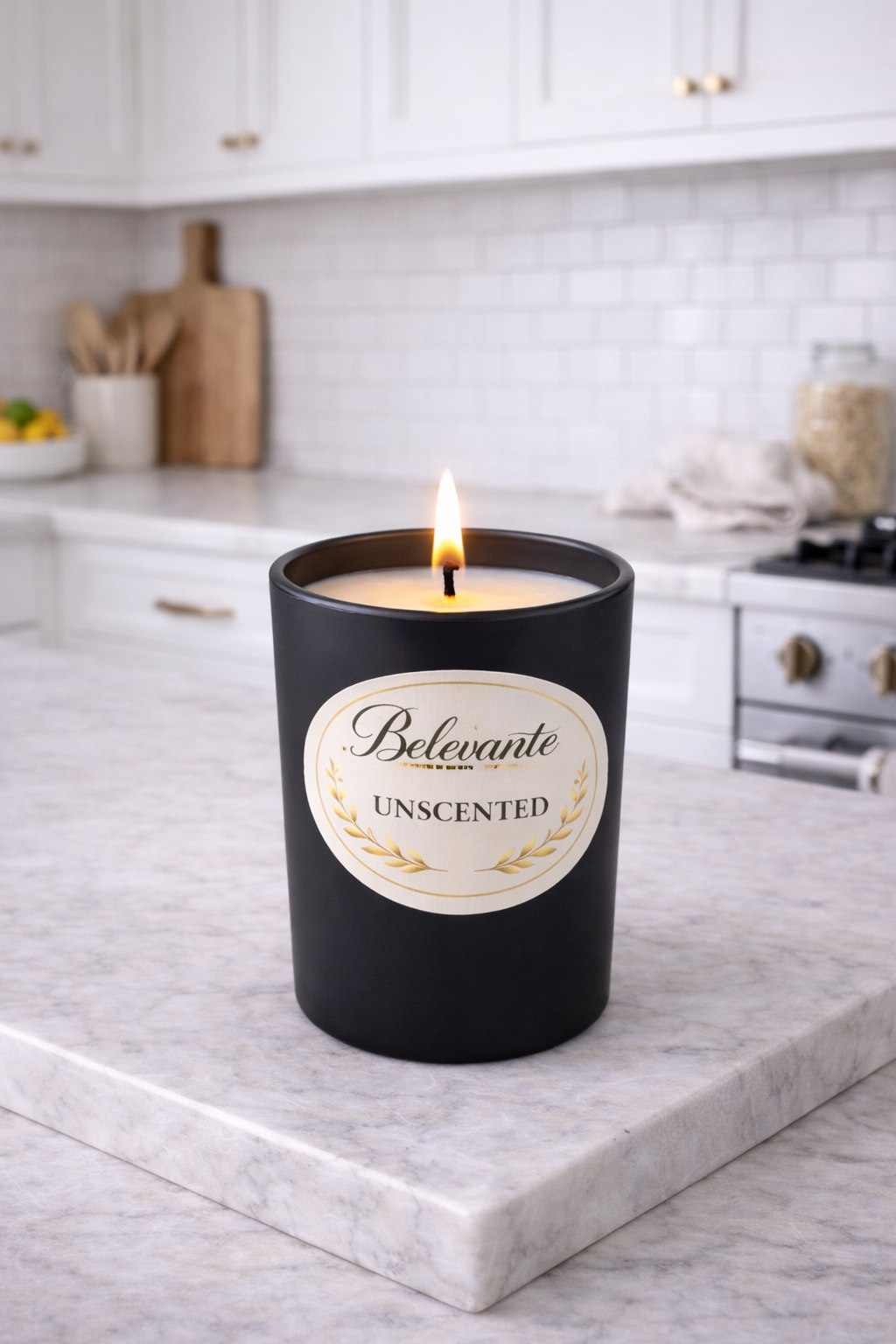 Belevante Unscented Candle | 7 oz Black Matte Jar | Natural Soy Wax Candle | Luxury Minimalist Decor | Hand Poured in Canada Belevante