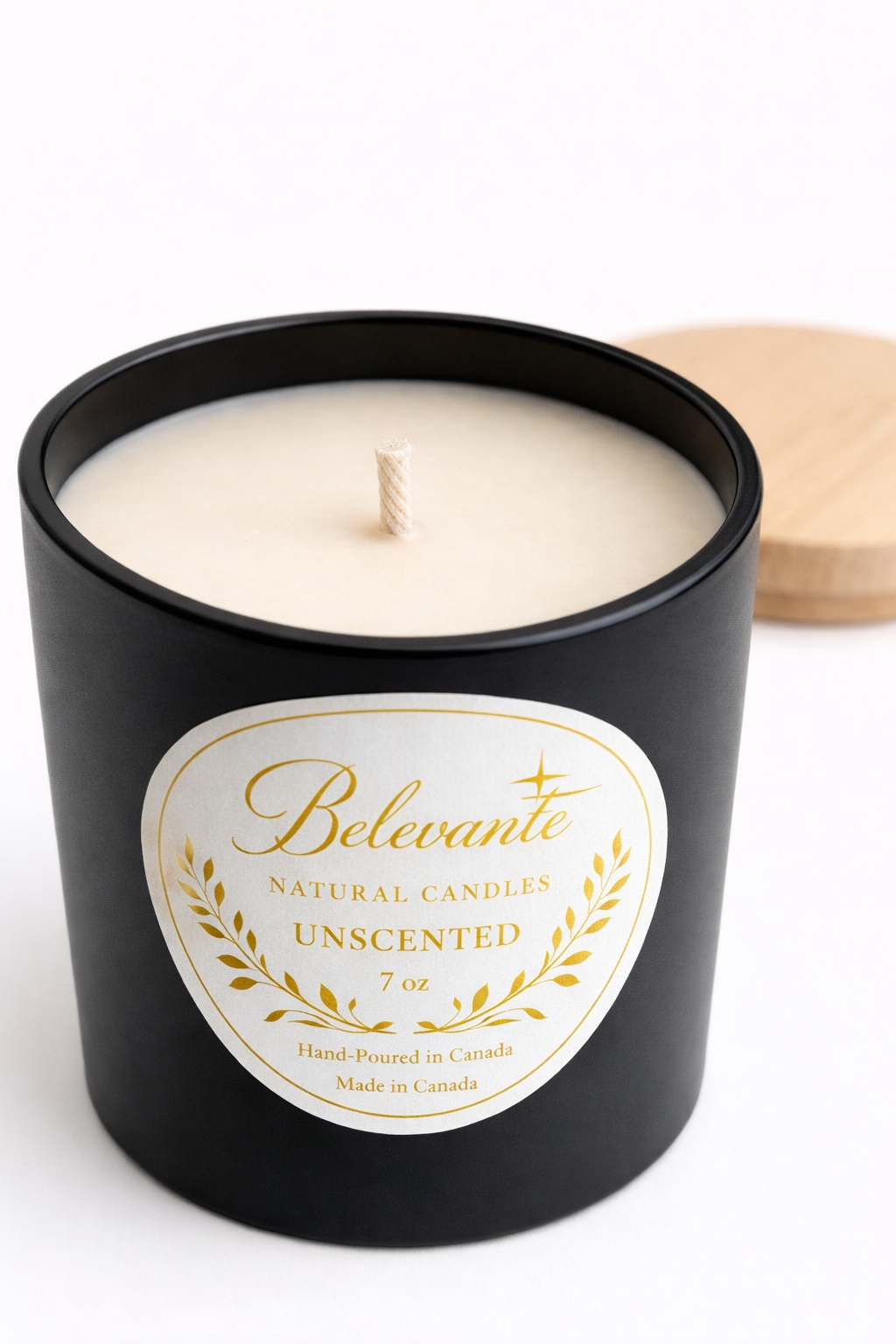 Belevante Unscented Candle | 7 oz Black Matte Jar | Natural Soy Wax Candle | Luxury Minimalist Decor | Hand Poured in Canada Belevante