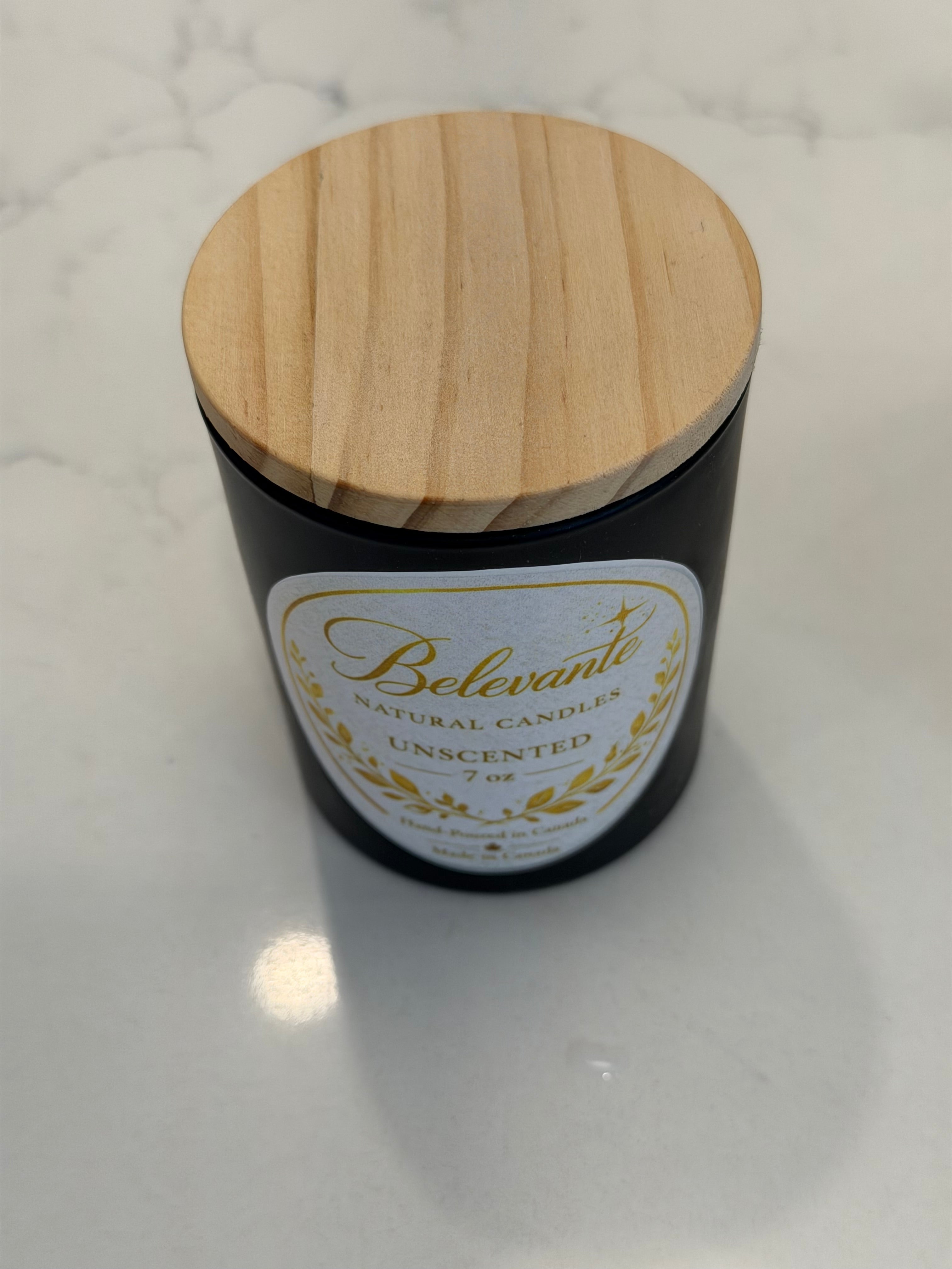 Belevante Unscented Candle | 7 oz Black Matte Jar | Natural Soy Wax Candle | Luxury Minimalist Decor | Hand Poured in Canada Belevante